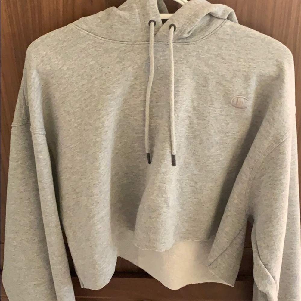 cropped grey champion hoodie